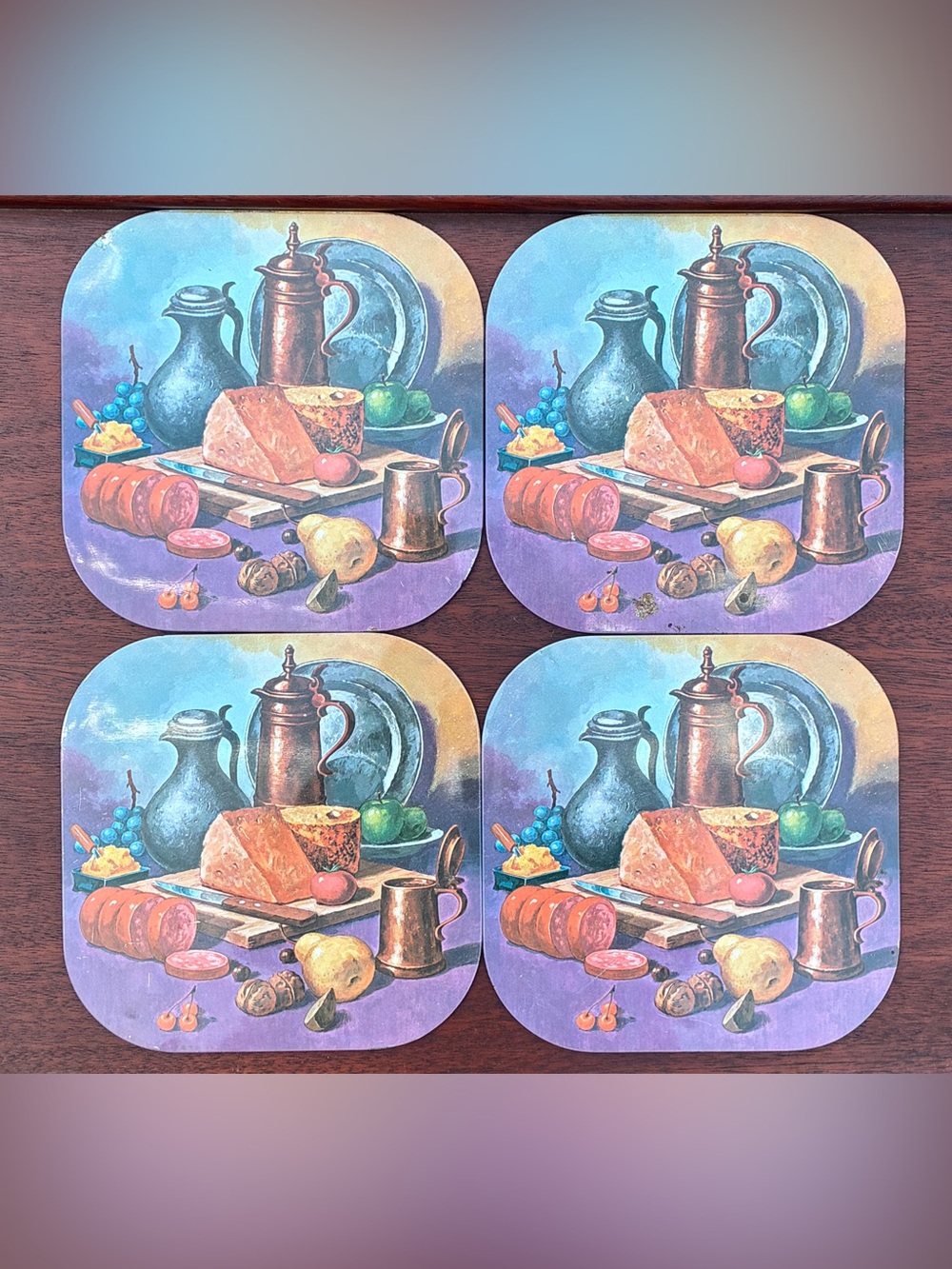 Vintage Metal Cork Back Trivets/Hot Pads